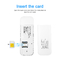 Белый МИНИ портативный донгл Wifi слота SIM-карты донгла Cat4 USB 4G